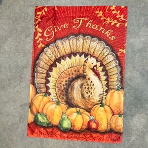 Jennifer Van Pelt Give Thanks Fall Harvest Turkey Garden Yard Flag 28x40